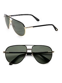 Tom Ford Eyewear Cole Polarized Aviator Sunglasses   Black Gold