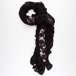 Floral Lace Ruffle Scarf Black One Size For Women 223530100