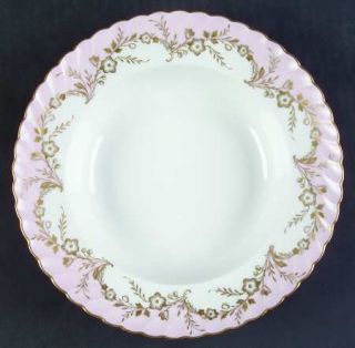Royal Tettau Duchess Pink Rim Soup Bowl, Fine China Dinnerware   Gold Floral,Pin