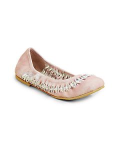 Girls Allanah Braided Suede Flats   Shell Pink