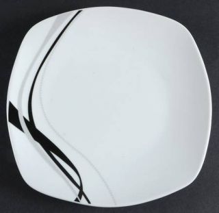 Corsica Home Carnival Square Salad Plate, Fine China Dinnerware   Black & Silver