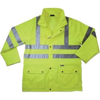 Ergodyne High Visibility Class 3 Rain Jacket   Lime, Large, Model# 8365