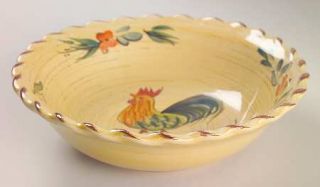 Home Rooster Soup/Cereal Bowl, Fine China Dinnerware   Yellow,Rooster Center,Flo