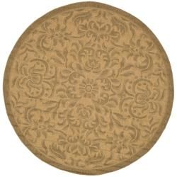 Contemporary Indoor/outdoor Natural/gold Area Rug (67 Round)