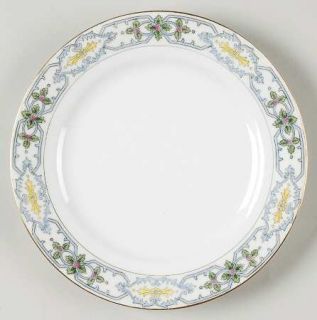 Noritake Bordeaux Salad Plate, Fine China Dinnerware   Blue Scroll Decor W/ Yell