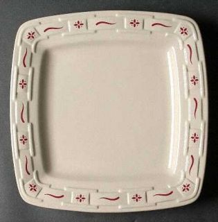 Longaberger Woven Traditions Traditional Red Square Dinner Plate, Fine China Din