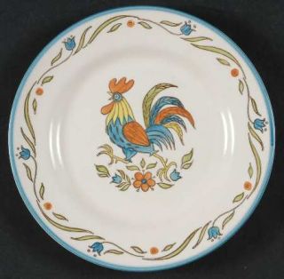 Metlox   Poppytrail   Vernon Rooster Bleu Salad Plate, Fine China Dinnerware   M
