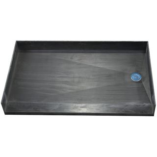 Tile Ready Shower Pan (42 X 60 Right Barrier Free Pvc Drain) (BlackMaterials Molded Polyurethane with ribs underneath for extra strengthIntegrated barrier free PVC drainDimensions 42 inches long x 60 inches wide x 7 inches deep  )