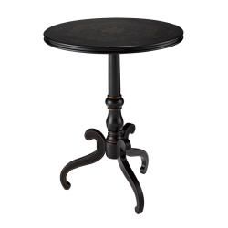 Hand Painted Black Finish Round Accent Table