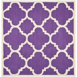 Safavieh Handmade Moroccan Cambridge Purple/ Ivory Wool Rug (8 Square)