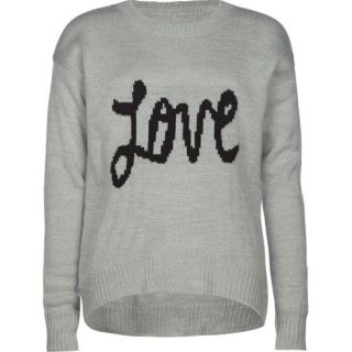 Love Girls Hi Low Sweater Heather Grey In Sizes X Small, Medium, Larg