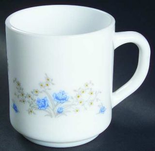 Arcopal Romantique Mug, Fine China Dinnerware   Blue Flowers,Daisies,Blue Trim,S