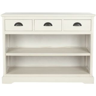 Safavieh Prudence White Bookshelf Unit (WhiteMaterials Pine, MDF, wood veneerFinish WhiteDimensions 30 inches high x 39.25 inches wide x 13.75 inches deepThis product will ship to you in 1 box.Furniture arrives fully assembled )