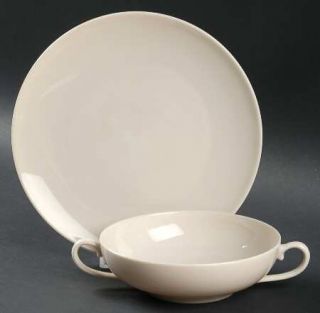 Franciscan Encanto Blank Flat Cream Soup Bowl & Dessert Plate/Saucer Set, Fine C