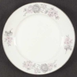 Epiag 5082 Dinner Plate, Fine China Dinnerware   Gray & Pink Flowers On Rim