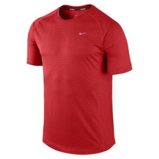 Nike Miler Printed Mens Running Shirt   Light Crimson