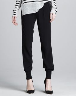 Womens Banded Cuff Jogging Pants, Black   Vince