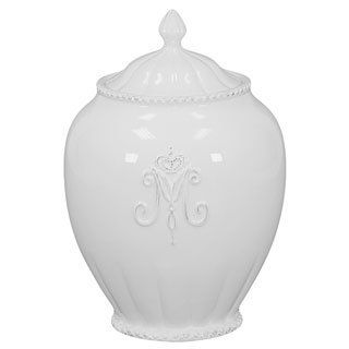 Elegant White Ceramic Canister (WhiteMaterial CeramicDimensions 10 inches high x 6.5 inches wideFor decorative purposes onlyDoes not hold water CeramicDimensions 10 inches high x 6.5 inches wideFor decorative purposes onlyDoes not hold water)