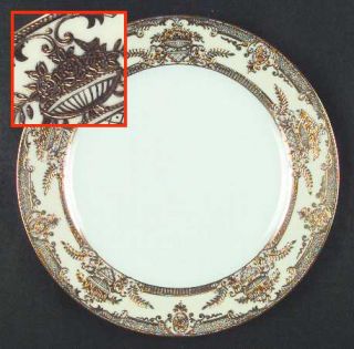 Noritake Fleurdor Dinner Plate, Fine China Dinnerware   Gold Flower Urns, Cream