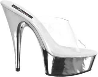 Womens Pleaser Delight 601   Clear/Silver Chrome Dress Shoes