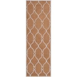 Hand tufted Brown Encanter Geometric Trellis Wool Rug (26 X 8)
