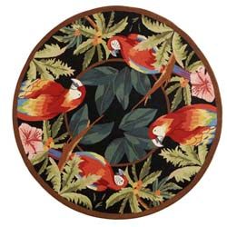Hand hooked Parrots Black Wool Rug (8 Round) (MultiPattern FloralMeasures 0.375 inch thickTip We recommend the use of a non skid pad to keep the rug in place on smooth surfaces.All rug sizes are approximate. Due to the difference of monitor colors, some