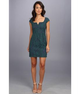 Ivy & Blu Maggy Boutique Cap Sleeve Split Neck Lace Dress Womens Dress (Green)