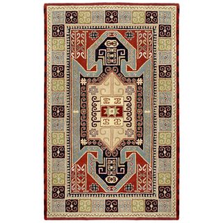 Elite Traditional Handmade Wool Rug (5 X 8) (RedPattern GeometricMeasures 0.625 inch thickTip We recommend the use of a non skid pad to keep the rug in place on smooth surfaces.All rug sizes are approximate. Due to the difference of monitor colors, some