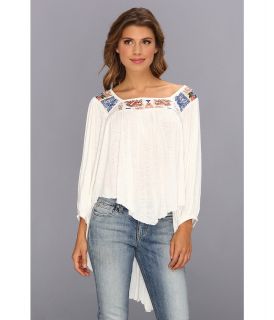 Free People Free Bird Embroidered Top Womens Blouse (White)