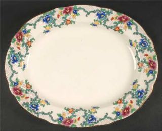 Royal Cauldon Victoria (Scallop,Gold Tr) 15 Oval Serving Platter, Fine China Di
