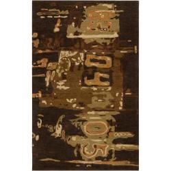 Hand tufted Brown Rancick Abstract Pattern Wool Rug (33 X 53)