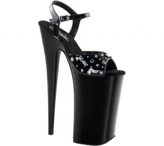 Womens Pleaser Beyond 009ST   Black Patent/Black PVC Ornamented Shoes