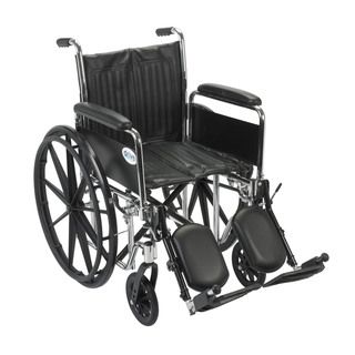 Drive Medical Cs18dfa elr Chrome Sport 18 inch Dual Axle Wheelchair (Black Materials Carbon steel frame with chrome coating, vinyl upholsteryWeight capacity 250 poundsDimensions 36 inches high x 26 inches wide12.5 inches wide when closedSeat dimensions
