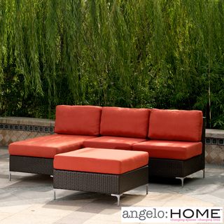 Angelohome Napa Springs Tulip Red 3 Piece Sectional Indoor/outdoor Resin Wicker (Tulip RedMaterials Aluminum, resin wicker, polyesterFinish Dark brownCushions includedWeather resistantDimensions Loveseat 34.5 inches high x 55.5 inches wide x 32 inche