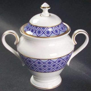 Waterford China Fitzpatrick Blue Sugar Bowl & Lid, Fine China Dinnerware   White