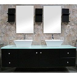 Design Element Contemporary Wall Mount Double Sink Vanity Vessel