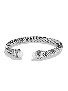 David Yurman Freshwater White Pearl, Diamond & Sterling Silver Crossover Cable C