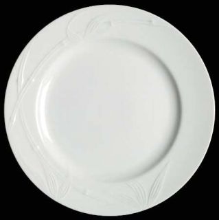 Studio Nova Bamboo White Dinner Plate, Fine China Dinnerware   White W Embossed