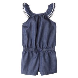 Cherokee Infant Toddler Girls Mini Cap Sleeve Denim Romper   Blue 4T