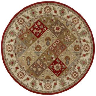 Hand tufted Scarlett Raspberry Panel Round Wool Rug (39)