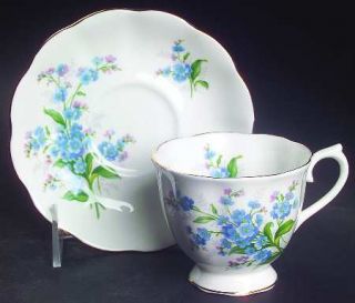 Royal Albert Forget Me Not (Hampton) Footed Cup & Saucer Set, Fine China Dinnerw