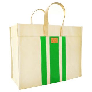 Color Dunes Classic Lime Green Stripe Tote Bag (Lime greenStyle Tote bagConstruction Cotton canvasExterior Stitched, solid colored vertical stripesEntry Magnetic top closureHandles DoubleCountry of origin IndiaBag dimensions 15.5 inches x 20 inches