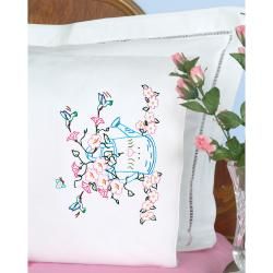 Stamped Pillowcases With White Perle Edge 2/pkg watering Can