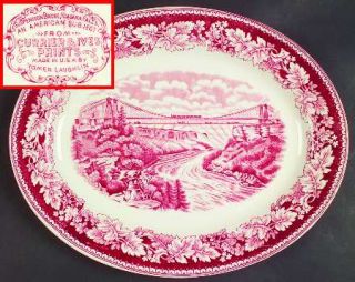 Homer Laughlin  Currier & Ives Red 13 Oval Serving Platter, Fine China Dinnerwa