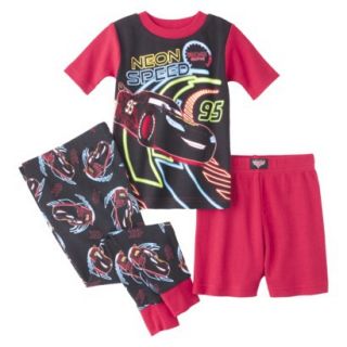 Disney Cars Toddler Boys 3 Piece Short Sleeve Pajama Set   Red 3T
