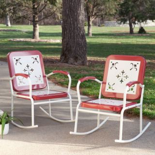  Pair of Coral Coast Paradise Cove Retro Metal Rocking Chairs   CWR333