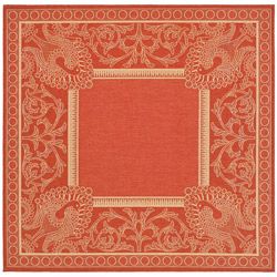 Indoor/ Outdoor Abaco Red/ Natural Rug (67 Square)