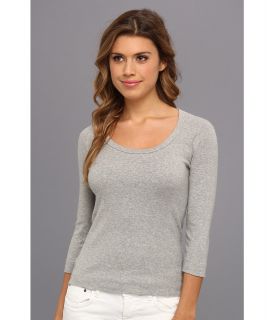 Three Dots 3/4 Sleeve Scoop Neck Womens Long Sleeve Pullover (Gray)