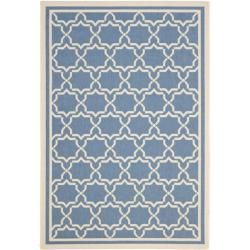 Blue/ Beige Indoor Outdoor Rug (67 X 96)