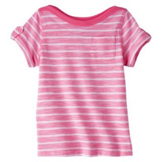 Cherokee Infant Toddler Girls Striped Short Sleeve Tee   Dazzle Pink 18 M